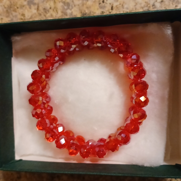 Ruby Red Metallic Crystal Bracelet - Picture 3 of 8